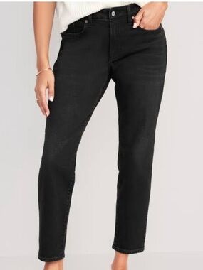 Old Navy High Rise O.G. Straight Ankle Jeans Built-In Warm Size 14 Washed Black